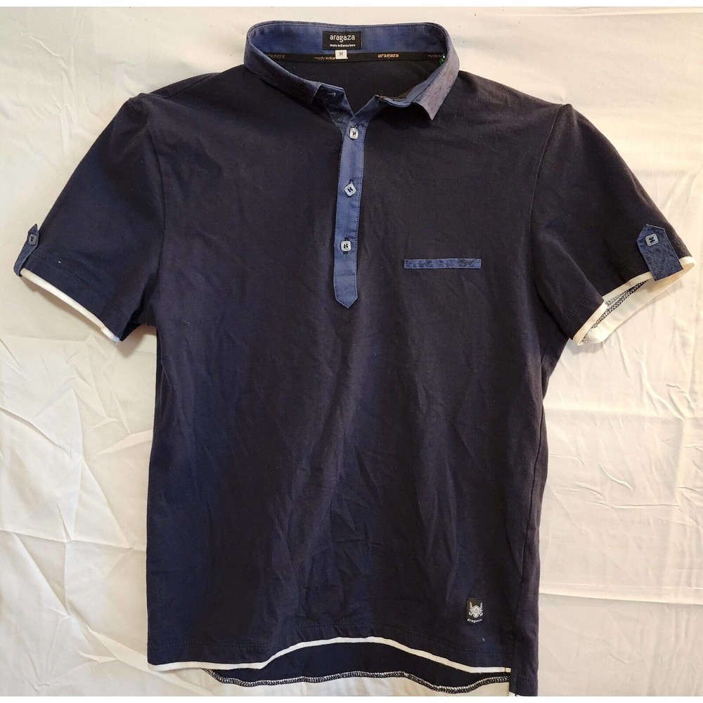 Boys size medium Aragaza Blue Polo Shirt